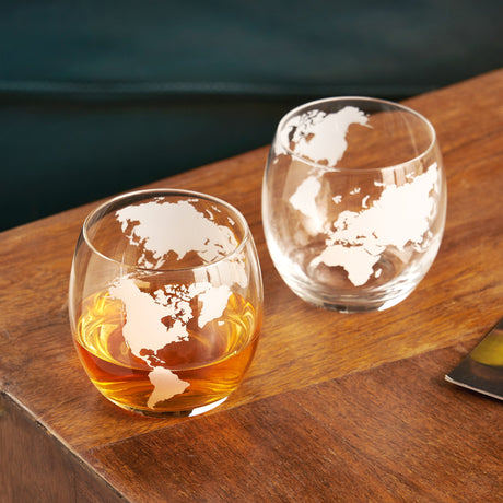 Globe Whiskey Tumblers Set of 2-product_type::stemless_cocktail_glasses-Parc Decor