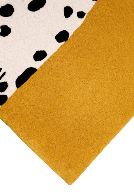 Gold And Black Shady Dalmatian Hand Tufted 4x4 Wool Rug