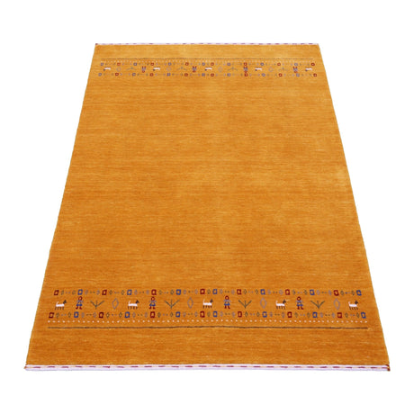 Gold And Blue Modern Design Hand Loomed Wool Area Rug
