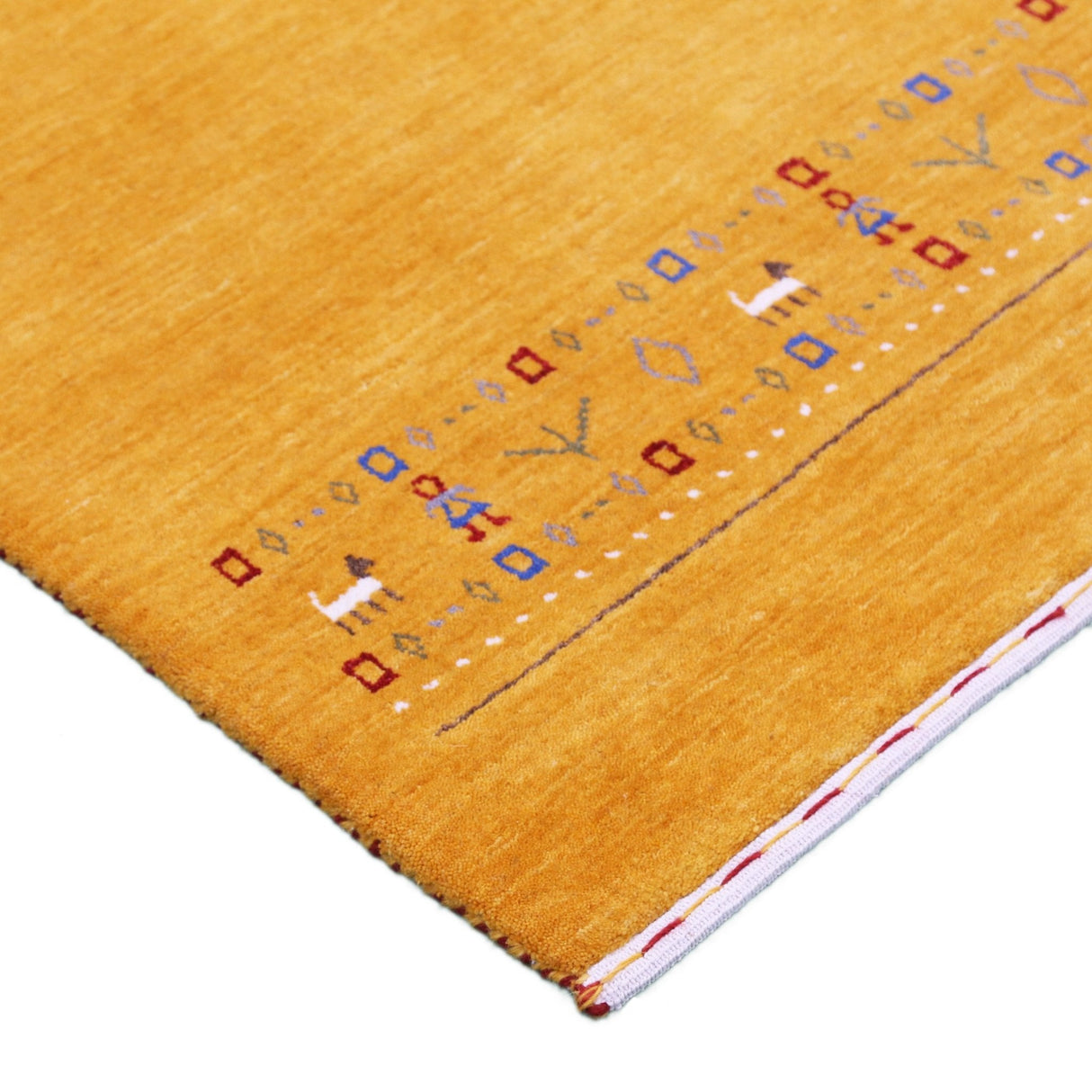 Gold And Blue Modern Design Hand Loomed Wool Area Rug