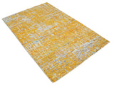 Gold and Ivory Modern Abstract 5x8 Recycled Art Silk Area Rug