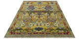 Gold, Blue And Green Transitional Hand Knotted Custom Made wool area rug