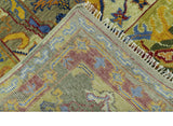 Gold, Blue And Green Transitional Hand Knotted Custom Made wool area rug