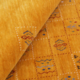Gold Center Pattern Hand Loomed Wool Area Rug