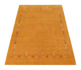 Gold Contemporary Gabbeh Border Design Hand Loomed Wool Area Rug
