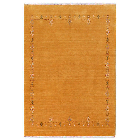 Gold Contemporary Gabbeh Border Design Hand Loomed Wool Area Rug
