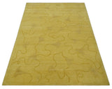 Gold Hand knotted contemporary 6x9 wool And Art Silk Area Rug-Area Rug-Parc Decor
