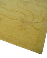 Gold Hand knotted contemporary 6x9 wool And Art Silk Area Rug-Area Rug-Parc Decor