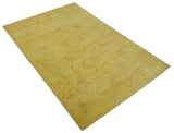 Gold Hand knotted contemporary 6x9 wool And Art Silk Area Rug-Area Rug-Parc Decor