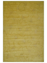 Gold Hand knotted contemporary 6x9 wool And Art Silk Area Rug-Area Rug-Parc Decor