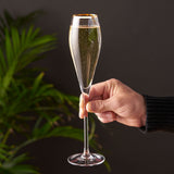 Gold-Rimmed Crystal Champagne Flutes Set of 2