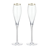 Gold-Rimmed Crystal Champagne Flutes Set of 2