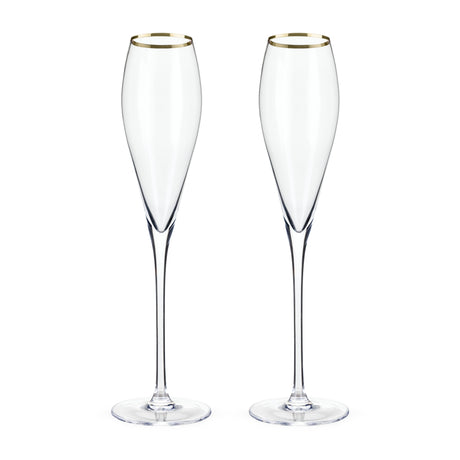 Gold-Rimmed Crystal Champagne Flutes Set of 2