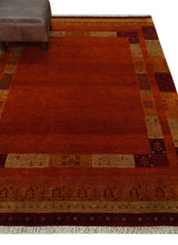 Gold, Rust and Beige Wool Hand Woven Southwestern Lori Gabbeh Rug| KNT50