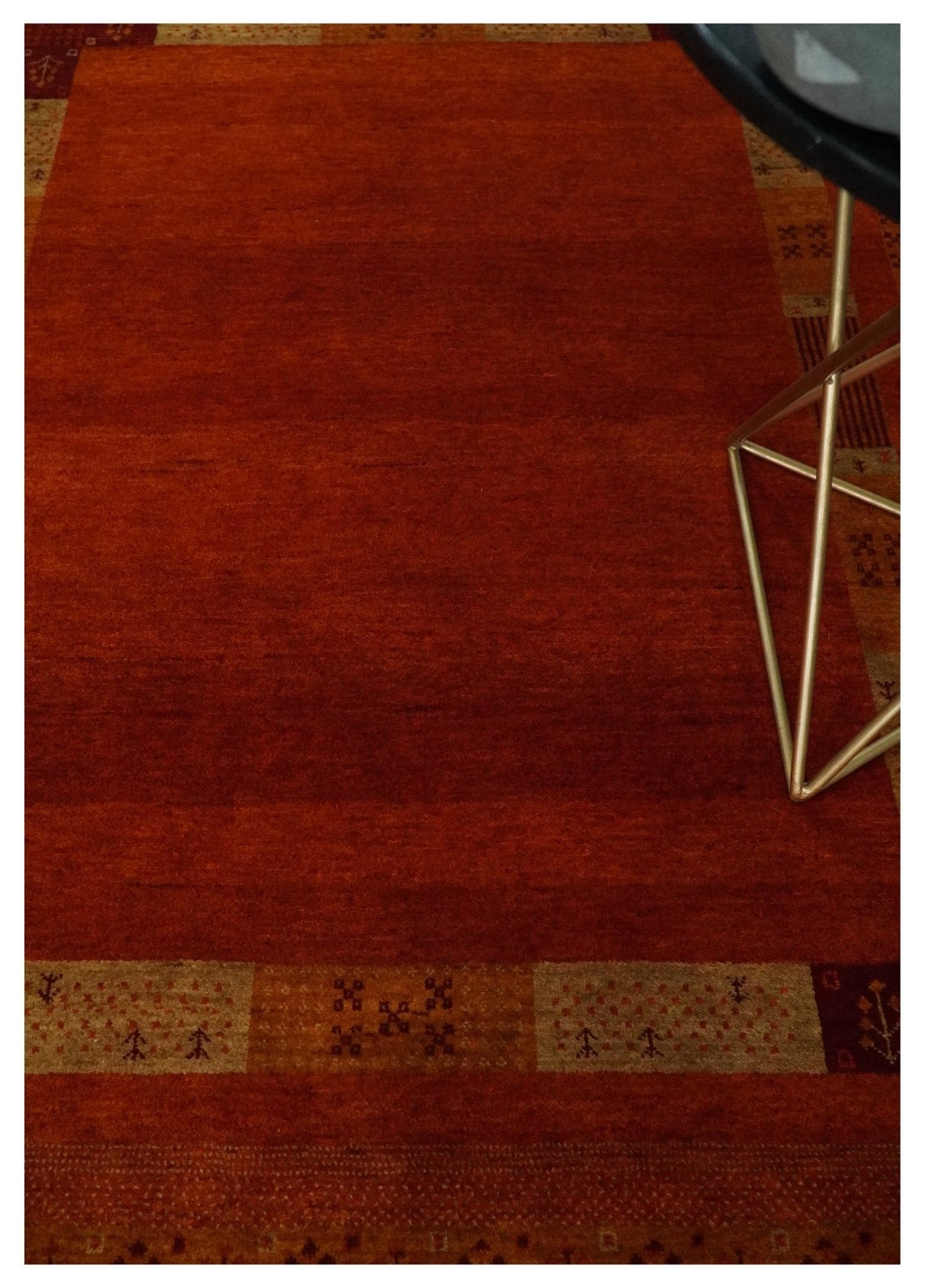 Gold, Rust and Beige Wool Hand Woven Southwestern Lori Gabbeh Rug| KNT50