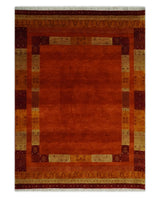 Gold, Rust and Beige Wool Hand Woven Southwestern Lori Gabbeh Rug| KNT50