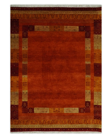 Gold, Rust and Beige Wool Hand Woven Southwestern Lori Gabbeh Rug| KNT50