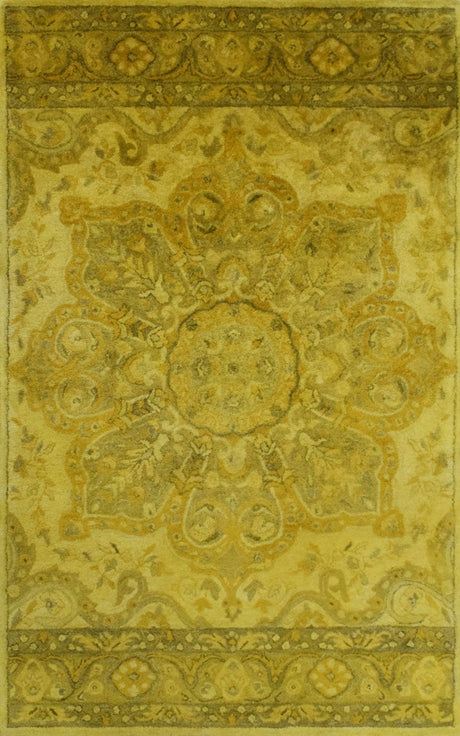 Gold Traditional Floral Design Hand Tufted Overdyed Wool Area Rug