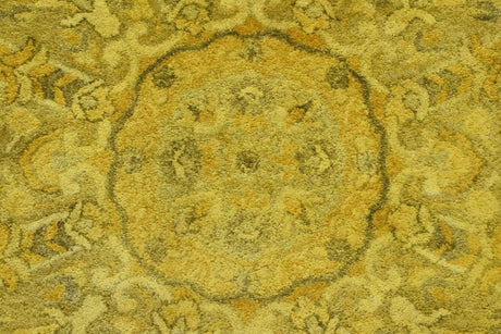 Gold Traditional Floral Design Hand Tufted Overdyed Wool Area Rug