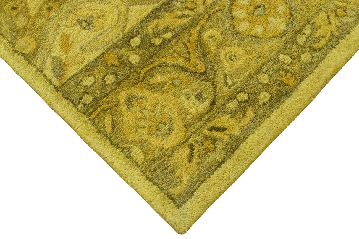 Gold Traditional Floral Design Hand Tufted Overdyed Wool Area Rug