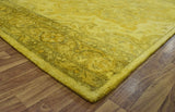 Gold Traditional Floral Design Hand Tufted Overdyed Wool Area Rug