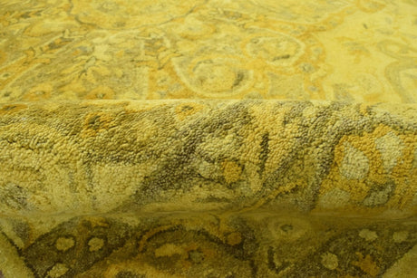Gold Traditional Floral Design Hand Tufted Overdyed Wool Area Rug