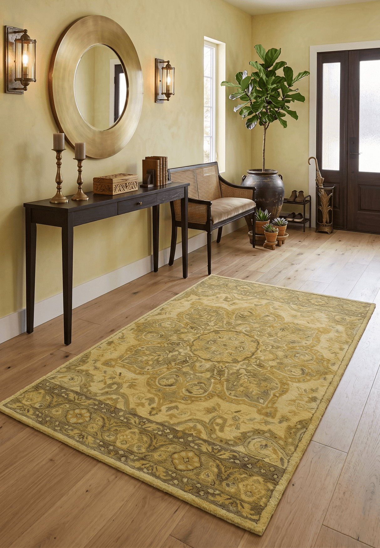 Gold Traditional Floral Design Hand Tufted Overdyed Wool Area Rug