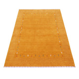 Gold Tribal Border Design Hand Loomed Wool Area Rug