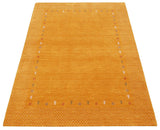 Gold Tribal Border Design Hand Loomed Wool Area Rug