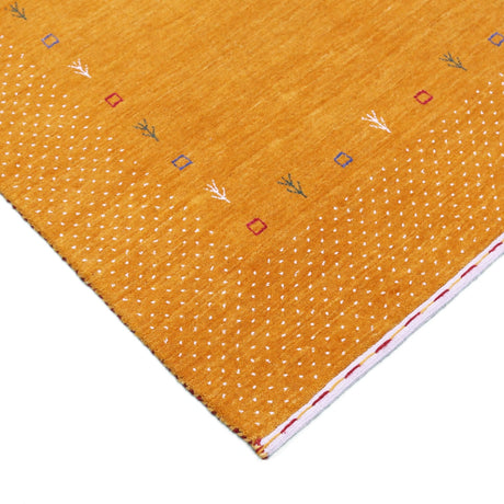 Gold Tribal Border Design Hand Loomed Wool Area Rug