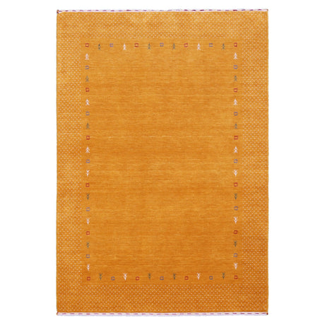 Gold Tribal Border Design Hand Loomed Wool Area Rug-Area Rug-Parc Decor