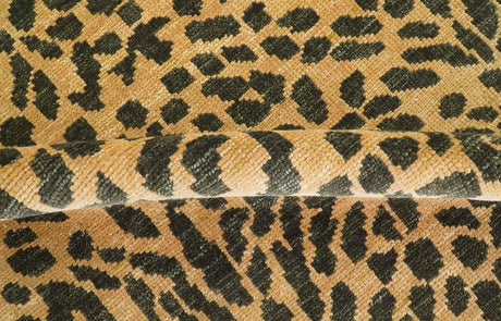 Golden-Brown and Charcoal Modern leopard Design Hand knotted multi Size wool area rug