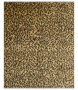 Golden-Brown and Charcoal Modern leopard Design Hand knotted multi Size wool area rug
