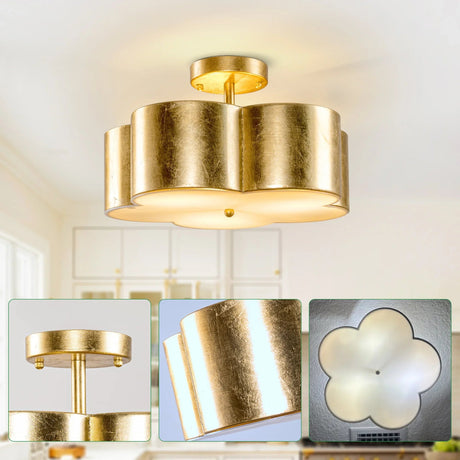 Golden Modern Semi Flush 3-Light Ceiling Lighting