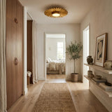 Golden Sunburst 2 Light Flush Mount Lighting