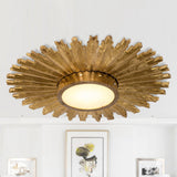 Golden Sunburst 2 Light Flush Mount Lighting