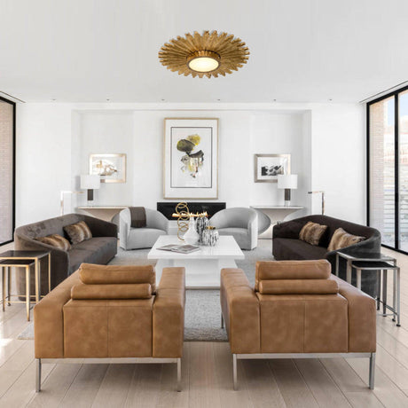 Golden Sunburst Flush Mount LED Lighting-Parc Decor