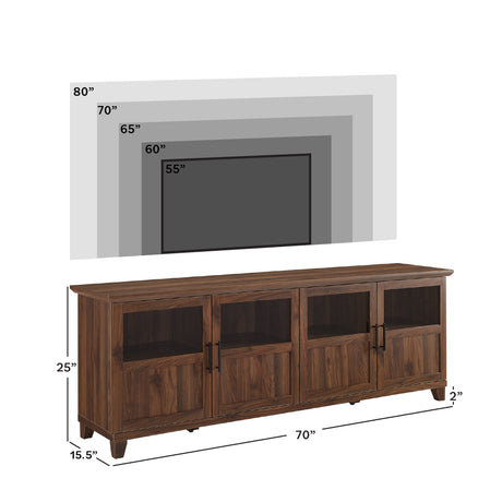 Goodwin 70" TV Stand with Glass and Wood 4 Panel Doors