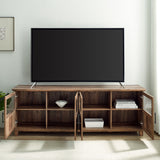 Goodwin 70" TV Stand with Glass and Wood 4 Panel Doors-Entertainment-Parc Decor