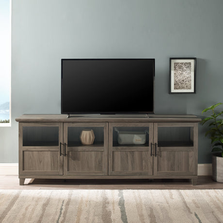 Goodwin 70" TV Stand with Glass and Wood 4 Panel Doors-Entertainment-Parc Decor