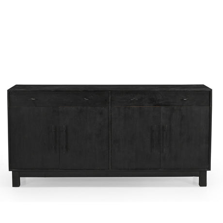 Grackle Solid Wood 4 Door Sideboard Buffet Cabinet - Black