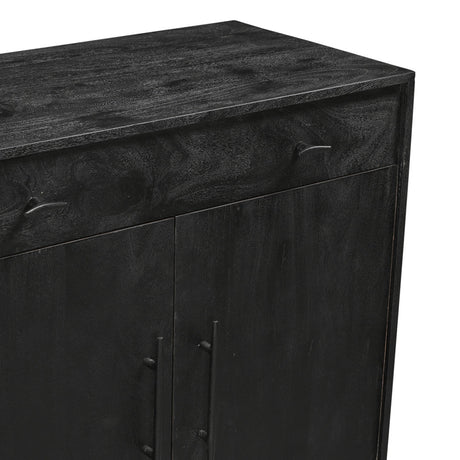 Grackle Solid Wood 4 Door Sideboard Buffet Cabinet - Black