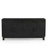 Grackle Solid Wood 4 Door Sideboard Buffet Cabinet Black-Sideboard-Parc Decor