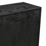 Grackle Solid Wood 4 Door Sideboard Buffet Cabinet Black-Sideboard-Parc Decor