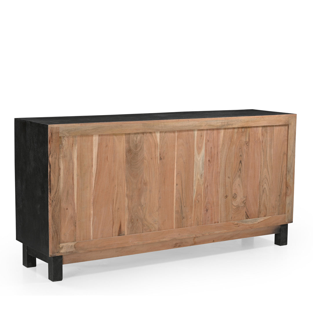 Grackle Solid Wood 4 Door Sideboard Buffet Cabinet Black-Sideboard-Parc Decor