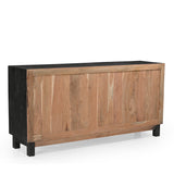 Grackle Solid Wood 4 Door Sideboard Buffet Cabinet Black-Sideboard-Parc Decor
