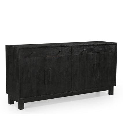 Grackle Solid Wood 4 Door Sideboard Buffet Cabinet Black-Sideboard-Parc Decor
