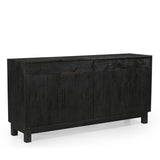 Grackle Solid Wood 4 Door Sideboard Buffet Cabinet Black-Sideboard-Parc Decor