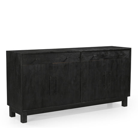 Grackle Solid Wood 4 Door Sideboard Buffet Cabinet - Black