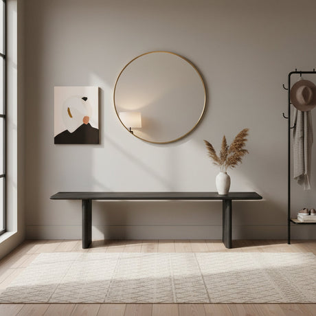 Grackle Solid Wood Dining Bench Black-Dining Table-Parc Decor